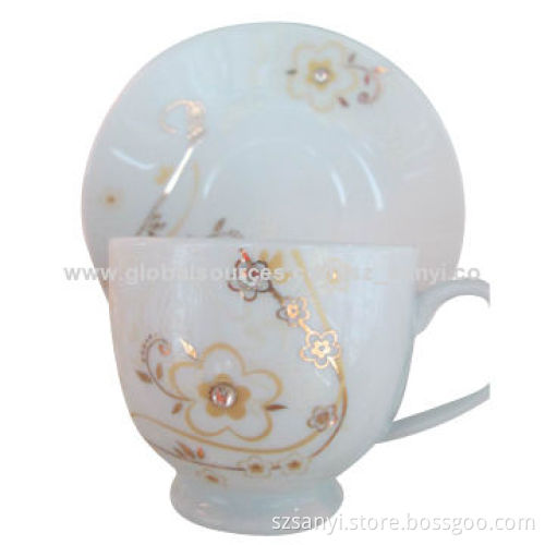 12-piece Porcelain Coffee Cup and Saucer with Stone Design